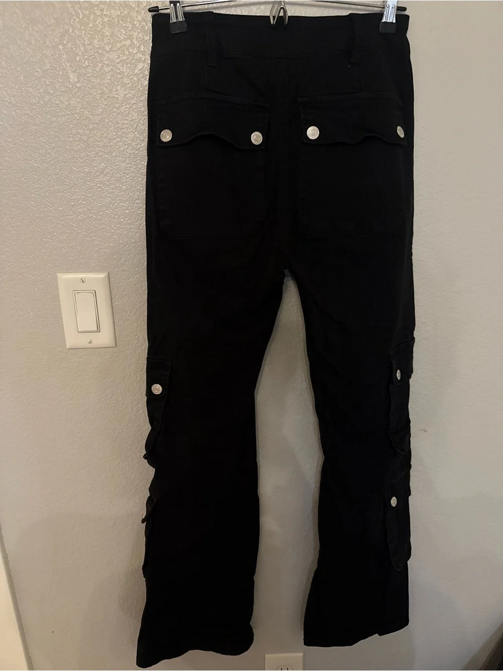 Forever 21 Black Cargo Pants with Snap Pockets